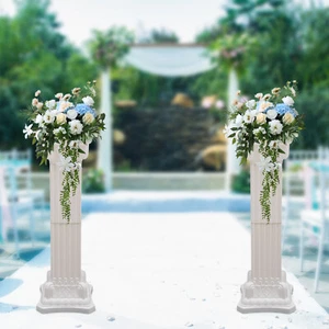 2PCS Plastic White Wedding Party Roman Pillar Artistic Roman Column Statue - Picture 1 of 11