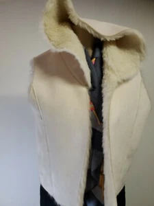 Mixit womans Faux Suede/ Fur lining white Sleeveless Open Vest Large - Picture 1 of 10