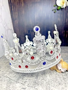 Lion King silver Crown, Male Royal Crown, Pageant Silver Crown, Halloween Crown - Picture 1 of 4