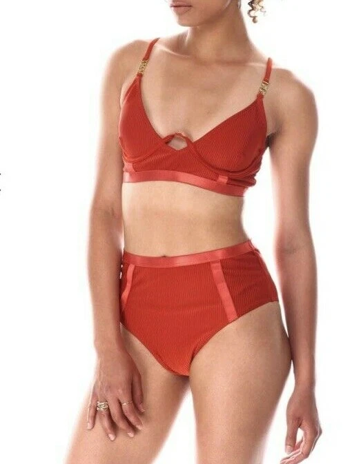 WOMEN'S  PLUNGING   HIGH GORE  TWO PIECE BIKINI SWIMSUIT SET by XOXO - Image 1 of 4