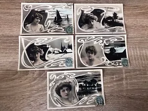 5x CPA Postcards REUTLINGER 1903 Robinne - Faber - D'Orlac - Sterly - Myriel - Picture 1 of 5