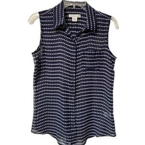 Liz Clairbone Bluse Damen blau mit weißen Sternen transparent ärmellos Gr. S - Bild 1 von 11