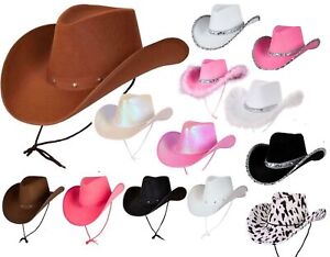 Texan Cowgirl Cowboy Hat Adult Fancy Dress Mens Ladies Texas Wild West Accessory