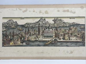 Venice Anno 1493 from Liber Chronicum by Hartmann Schedel Antique Map Print READ - Picture 1 of 22