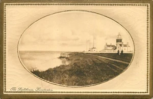HUNSTANTON lighthouse, GOLD FRAMED SEPIA, UK Tuck 1316 - Picture 1 of 2