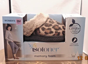 Isotoner Damen Slipper Öko-Komfort Memory Foam Leopardenmuster/Gepardenmuster Größe 6,5-7 - Bild 1 von 6