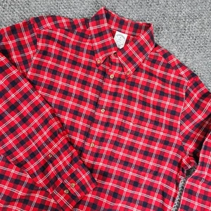 Brooks Brothers Regent Flanellhemd Herren Medium rot schwarz kariert Button Down - Bild 1 von 7