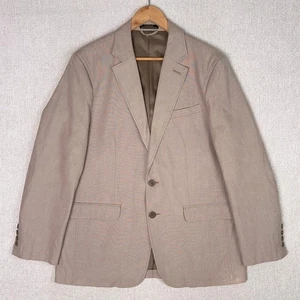 LL Bean Cotton Canvas Blazer Sport Coat Men 42R Beige Elbow Pad Field Work Chore - Picture 1 of 12