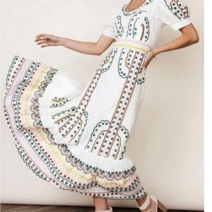 Boehme NWT Avalee White Embroidered Maxi Dress Size L - Picture 1 of 16