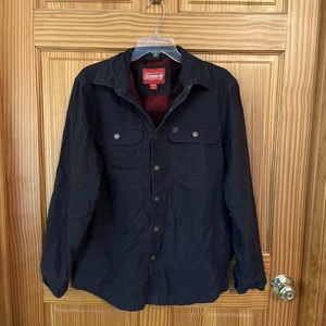 Camisa chaqueta pequeña Coleman forrada de lana marrón oscuro de lona para hombre - Imagen 1 de 5