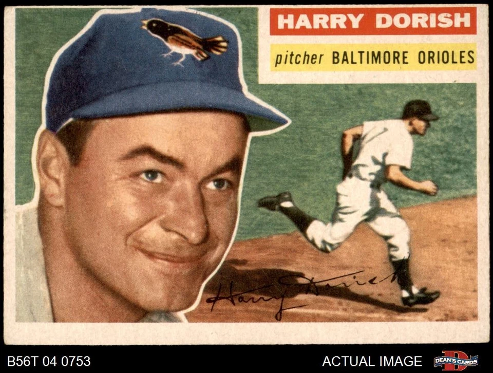 1956 Topps #167 Harry Dorish Grey Back Orioles COMMON VARIATION 5 - EX - Image 1 of 1