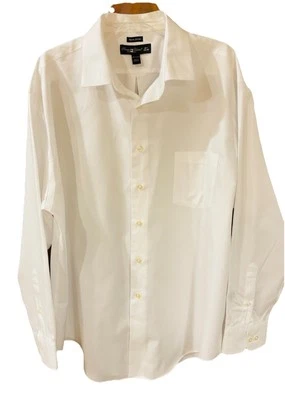 Pronto Uomo Mens No Iron White Long Sleeve Button Front Dress Shirt 18.5 - 34/35 - Image 1 of 4