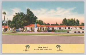 Cartolina Palm Motel North Fresno CA in lino U.S. 99 motel climatizzato - Foto 1 di 3