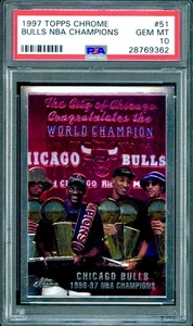 1997 Michael Jordan Topps Chrome PSA 10 POP 130 *NO GREENING* Bulls Pristine #51 - Picture 1 of 7