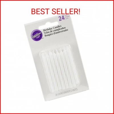 Velas de cumpleaños Wilton 2,5", espirales a rayas blancas, paquete de 24 Foto 1 de 2
