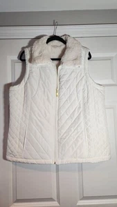 D & Co White Quilted Fleece Lined Vest L - Picture 1 of 5