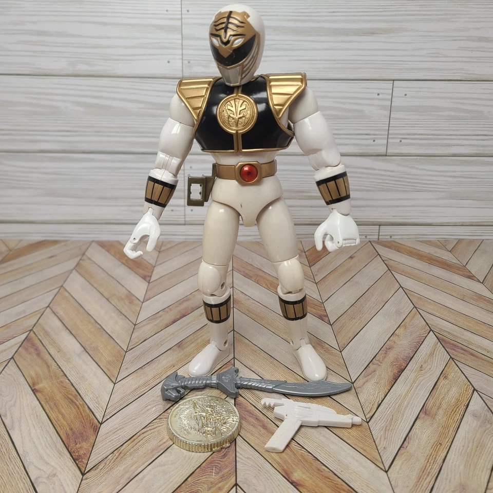 Bandai Mighty Morphin Power Rangers White Ranger 1993 8" con espada y pistola COMPLETO Foto 1 de 4