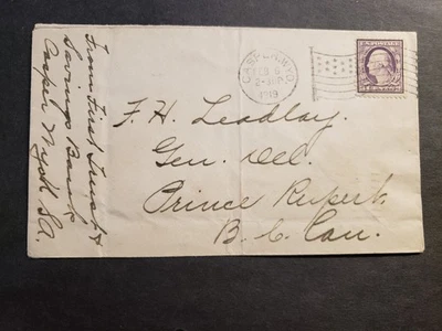 CASPER, NATRONA County, WYOMING 1919 WWI Postal History Cover to PRINCE RUPERT - Image 1 of 2