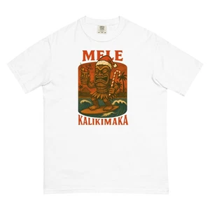 Mele Kalikimaka Tiki Statue Surfing Christmas Shirt - Picture 1 of 16