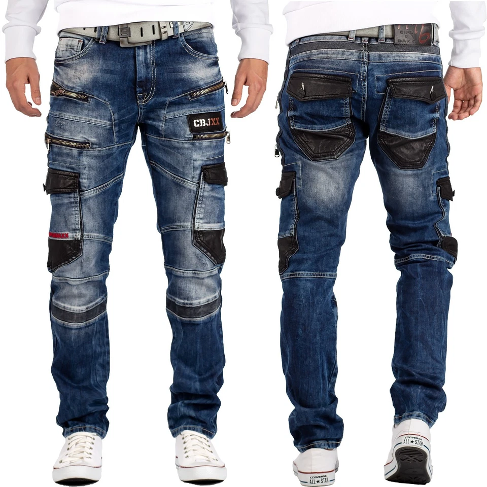 Cipo & Baxx Herren Jeans Hose Besonderes Zweifarbig Cargo Streetwear Übergroß - Bild 1 von 1