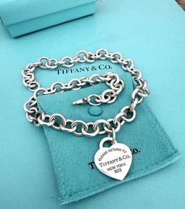 Please Return to Tiffany Silber New York Herz Anhänger Halskette Box & Etui 15,25" - Bild 1 von 11