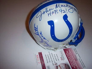 JOHN MACKEY,ART DONOVAN,LENNY MOORE,R.BERRY,G MARCHET JSA/COA SIGNIERTER MINIHELM - Bild 1 von 2