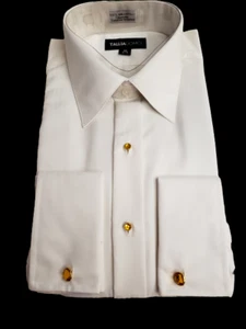 New L 16 x 32 33 Ivory Bello Uomo Spread Tuxedo Shirt Microfiber TUXXMAN - Picture 1 of 4