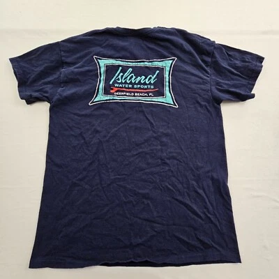 Camiseta Island Water Sports Deerfield Beach FL Azul Manga Corta Algodón Para Hombre L Foto 1 de 4