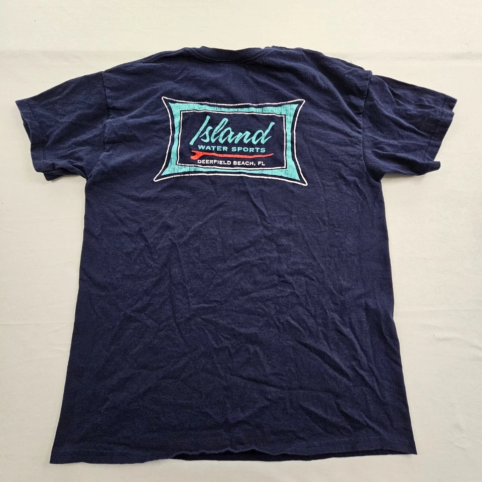 Camiseta Island Water Sports Deerfield Beach FL Azul Manga Corta Algodón Para Hombre L Foto 1 de 4