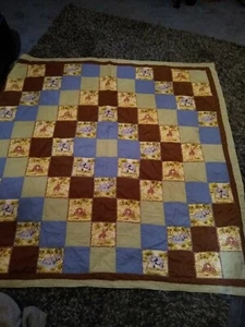 Bellissima Trapunta Safari Fatta a Mano 53" X 53" - Marrone-Verde-Blu - Foto 1 di 12