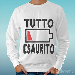Felpa Uomo Bianco Simpatica Sono Tutto Esaurito Batteria Idea Regalo - Foto 1 di 1