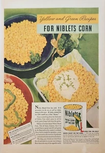 1940 Niblets Fresh corn off the cob in a can Vintage Ad yellow and green recipes - Picture 1 of 1