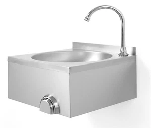 Handwaschbecken mechanisch Waschbecken Kniebedienung Kiebetätigung Edelstahl - Bild 1 von 4