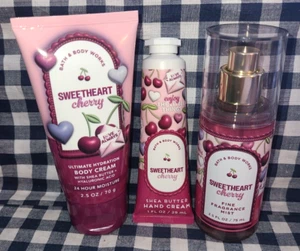 ALL NEW 3 Piece SWEETHEART CHERRY Mist Cream Hand TRAVEL Set Bath & Body Works - Picture 1 of 1