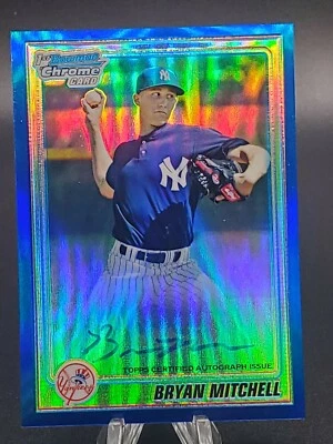 2010 Bowman Chrome 1st Blue Refractor /150 Bryan Mitchell #BCP118 Auto Yankees - Image 1 of 3