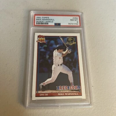 1991 Topps Desert Shield #356 MIKE MARSHALL PSA 8 RED SOX - Image 1 of 2