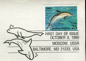 Common Dolphin-Creatures of the Sea-1st day issue-Golden Replica - Picture 1 of 3