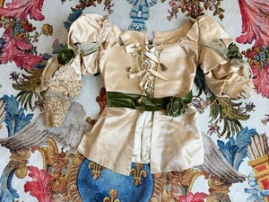 Antique 1890s Charles Worth Satin Bodice Gilt Tassels Velvet Study - Picture 1 of 22