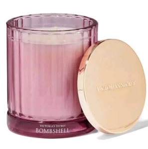 Victoria's Secret BOMBSHELL Fragrance Scented Candle 10.2 oz RIBBED HEAVY GLASS - Picture 1 of 8