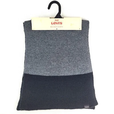 Bufanda Levi's Para Hombre Negro Gris Bloque de Color Rectángulo Tejido Acrílico 52" X 11" Invierno Foto 1 de 4