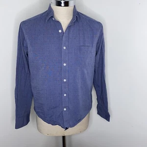 Camicia Untuckit Uomo Taglia M Blu Abbottonata Untuck It Slim Fit Lunga Cotone - Foto 1 di 5