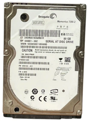 Seagate SATA Hard Drive Momentus ST980813AS 80GB 7200 RPM 2.5" 446801-002 HD HDD - Image 1 of 4
