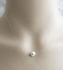 Floating Illusion Necklace With 8mm Swarovski Crystal Pearl 21 Colours To Choose