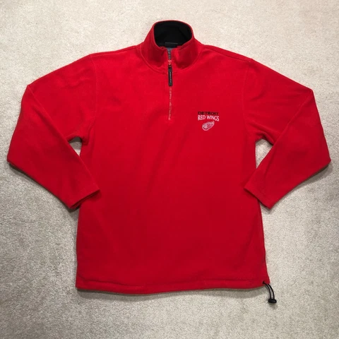 Vintage Pro Edge Detroit Red Wings Pullover Sweater Mens Medium Red 1/4 Zip Cover