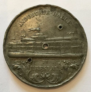 gran medalla de estaño exposición industrial Silesia 1857 Wroclaw pieza de recibo - Imagen 1 de 4