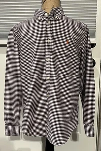 Ralph Lauren Boys Button Down Shirt XL Burgundy Check 100% Cotton  Long Sleeve - Picture 1 of 16