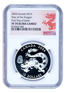 2024 Canada Year of the Dragon 1oz Silver Proof Coin NGC PF70 First Day of Issue - Picture 1 of 2