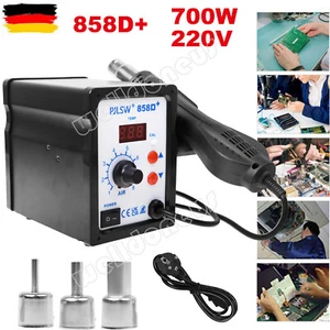 220V 700W Lötstation Heißluft Löten Lötkolben Rework SMD Station 858D+ 3 Düsen - Bild 1 von 14