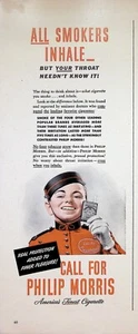 VINTAGE 1940er Jahre Druckanzeige ~ Philip Morris Zigaretten ~ Alle Raucher einatmen... - Bild 1 von 1