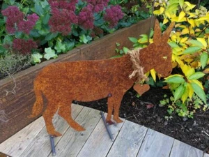 Edelrost Esel auf Querstange Gartendeko Rost Gartenfiguren Tierfiguren Maultier - Bild 1 von 5